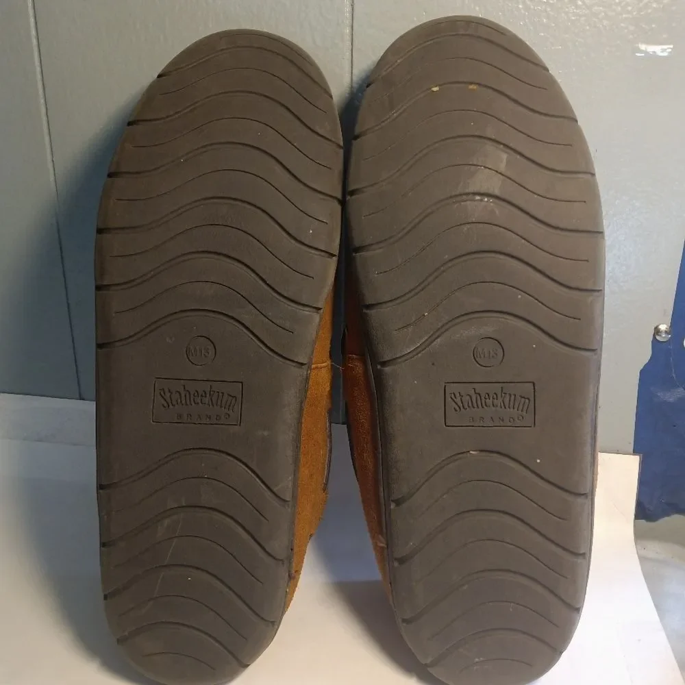 Staheekum Men's Flannel Lined Suede Sierra Moccasin Slippers Sz 13